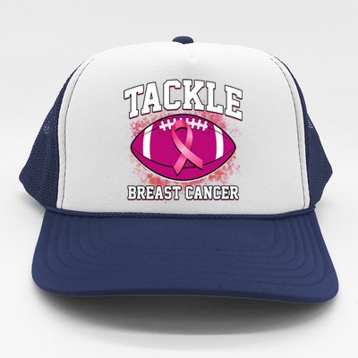 Tackle Breast Cancer Ribbon Football Trucker Hat