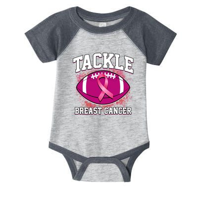 Tackle Breast Cancer Ribbon Football Infant Baby Jersey Bodysuit