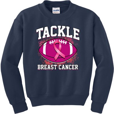 Tackle Breast Cancer Ribbon Football Kids Sweatshirt