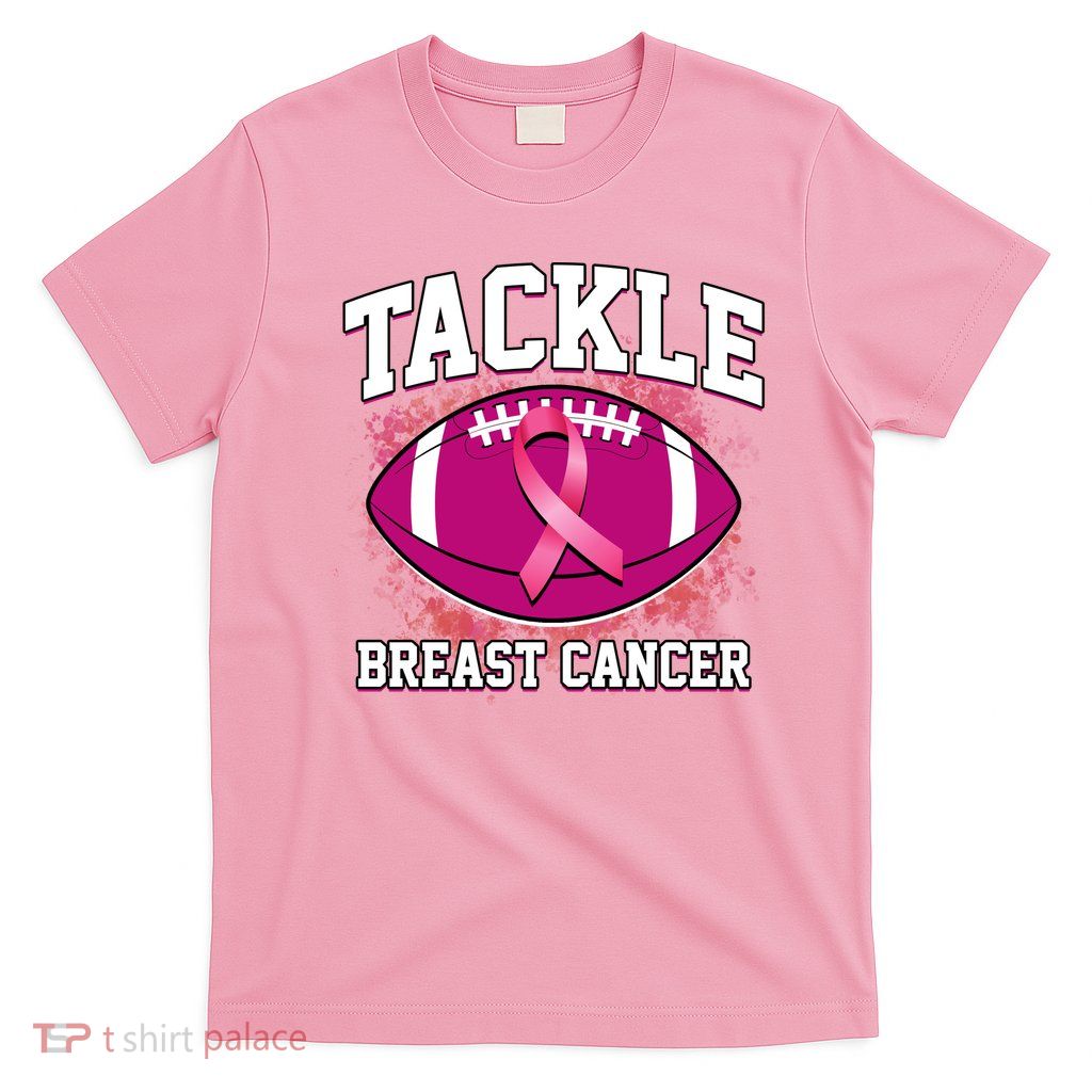 Tackle Breast Cancer Ribbon Football T-Shirt