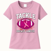 Tackle Breast Cancer Ribbon Football Womens T-Shirt