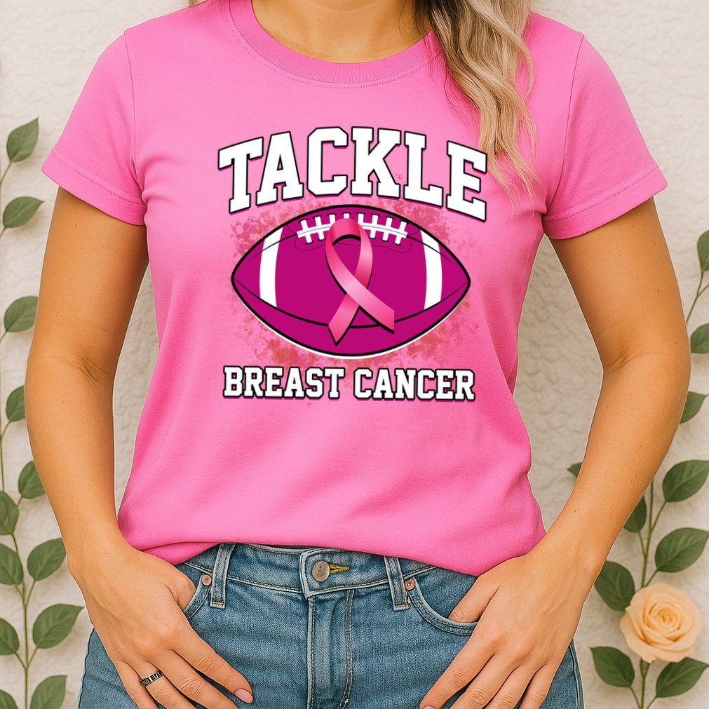 Tackle Breast Cancer Ribbon Football Womens T-Shirt