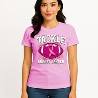 Tackle Breast Cancer Ribbon Football Womens T-Shirt