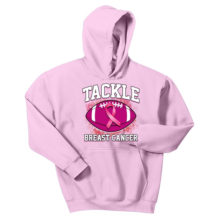 Tackle Breast Cancer Ribbon Football Kids Hoodie