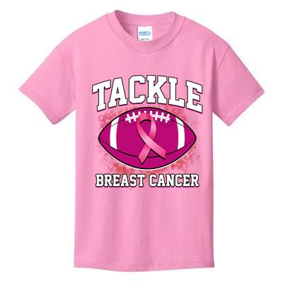 Tackle Breast Cancer Ribbon Football Kids T-Shirt