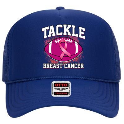 Tackle Breast Cancer Ribbon Football High Crown Mesh Back Trucker Hat