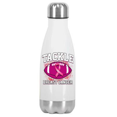 Tackle Breast Cancer Ribbon Football Stainless Steel Insulated Water Bottle