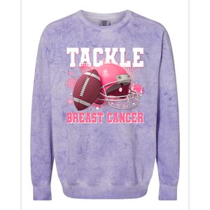 Tackle Breast Cancer Awareness Pink Football Helmet Colorblast Crewneck Sweatshirt