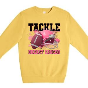 Tackle Breast Cancer Awareness Pink Football Helmet Premium Crewneck Sweatshirt