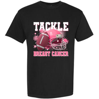 Tackle Breast Cancer Awareness Pink Football Helmet Garment-Dyed Heavyweight T-Shirt