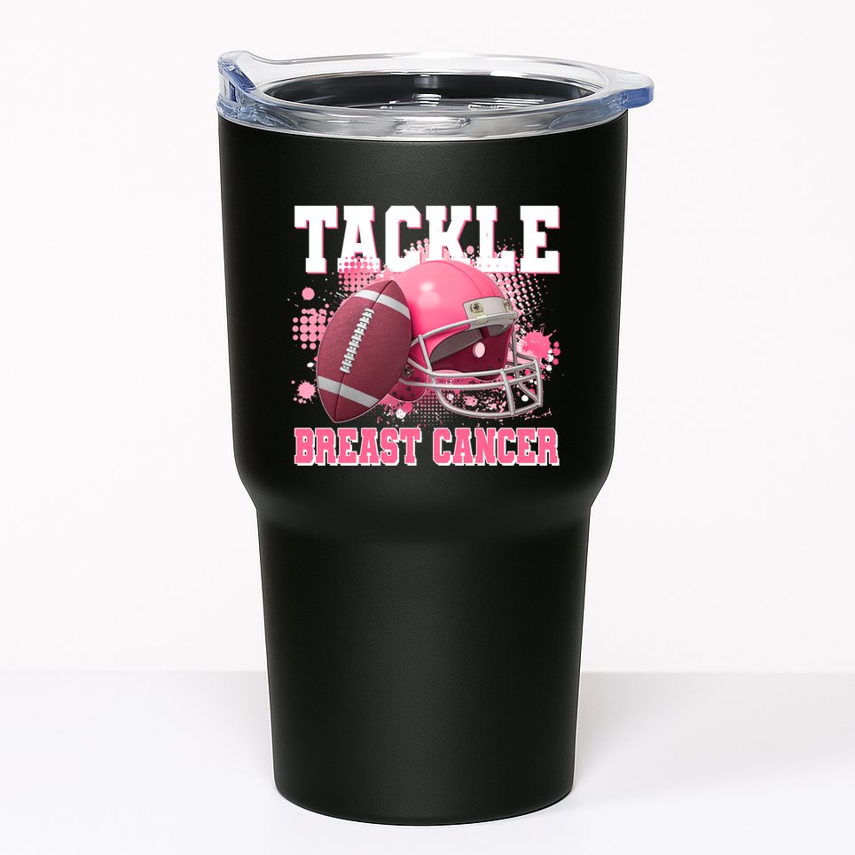 Tackle Breast Cancer Awareness Pink Football Helmet Tumbler