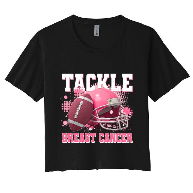 Tackle Breast Cancer Awareness Pink Football Helmet Crop Top