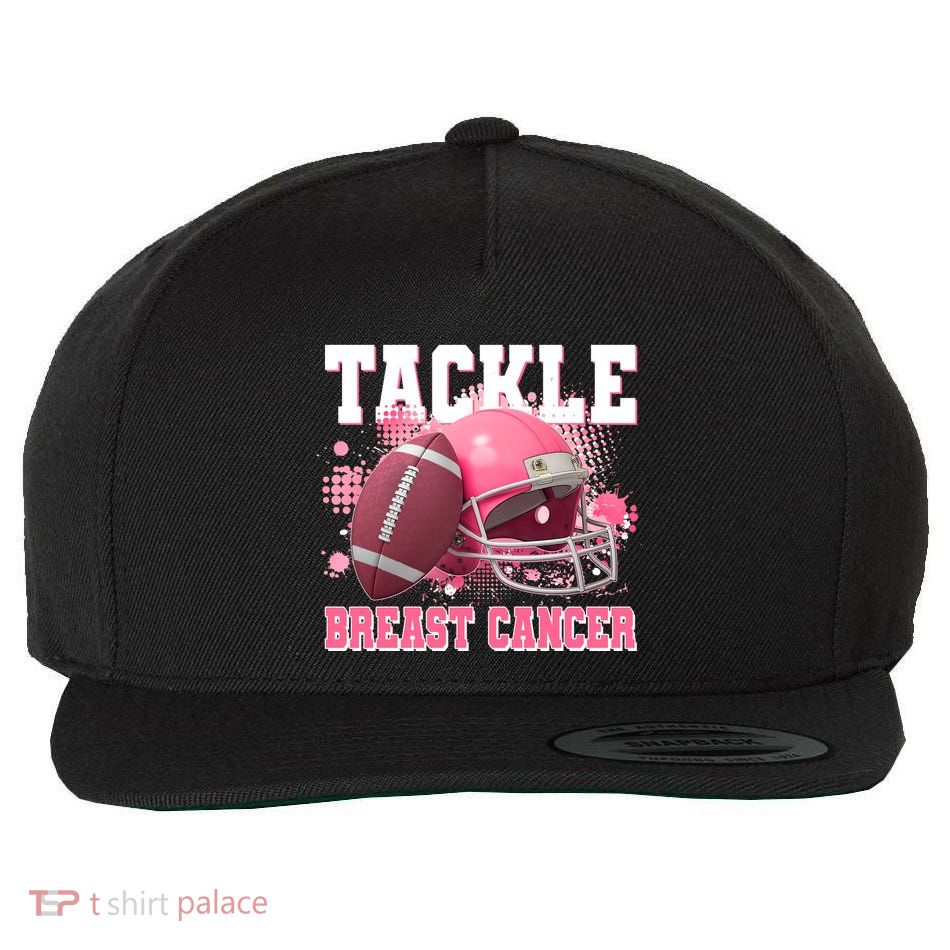 Tackle Breast Cancer Awareness Pink Football Helmet Wool Snapback Cap