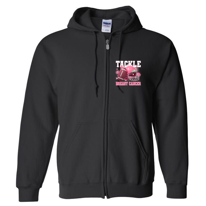 Tackle Breast Cancer Awareness Pink Football Helmet Full Zip Hoodie