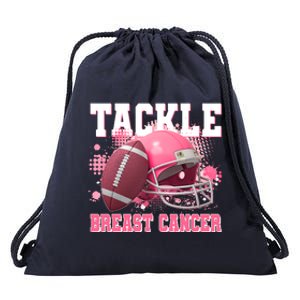 Tackle Breast Cancer Awareness Pink Football Helmet Drawstring Bag