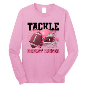 Tackle Breast Cancer Awareness Pink Football Helmet Long Sleeve Shirt