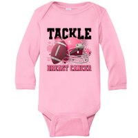 Tackle Breast Cancer Awareness Pink Football Helmet Baby Long Sleeve Bodysuit