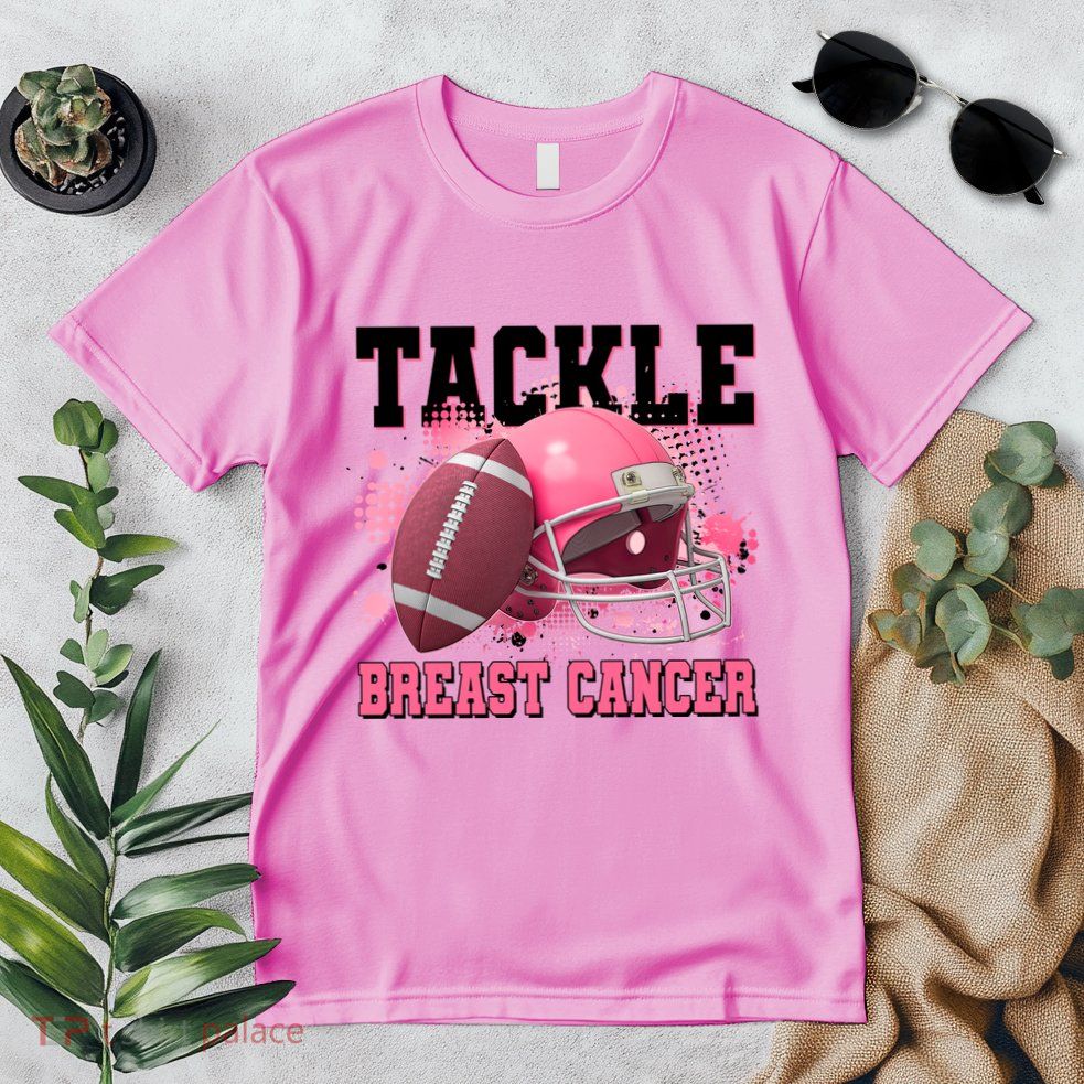 Tackle Breast Cancer Awareness Pink Football Helmet Premium T-Shirt