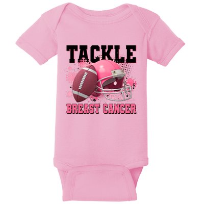 Tackle Breast Cancer Awareness Pink Football Helmet Baby Bodysuit