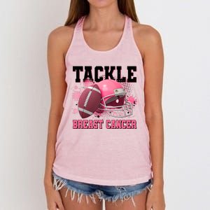 Tackle Breast Cancer Awareness Pink Football Helmet Women's Knotted Racerback Tank