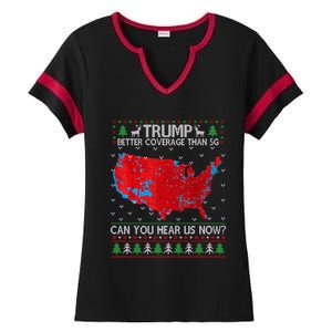 Trump Better Coverage Than 5g Ugly Christmas Sweater Xmas Ladies Halftime Notch Neck Tee