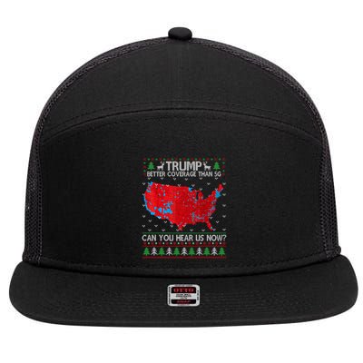 Trump Better Coverage Than 5g Ugly Christmas Sweater Xmas 7 Panel Mesh Trucker Snapback Hat