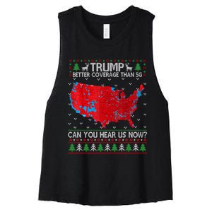 Trump Better Coverage Than 5g Ugly Christmas Sweater Xmas Women's Racerback Cropped Tank