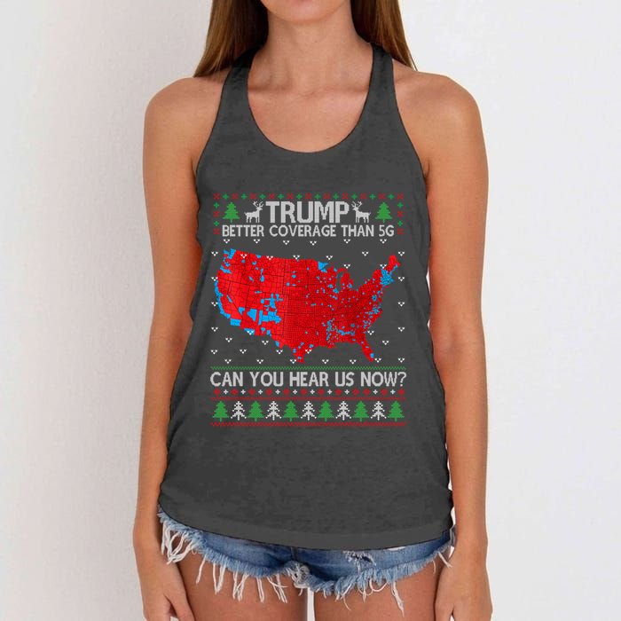 Trump Better Coverage Than 5g Ugly Christmas Sweater Xmas Women's Knotted Racerback Tank