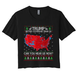 Trump Better Coverage Than 5g Ugly Christmas Sweater Xmas Women's Crop Top Tee