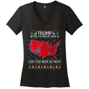 Trump Better Coverage Than 5g Ugly Christmas Sweater Xmas Women's V-Neck T-Shirt