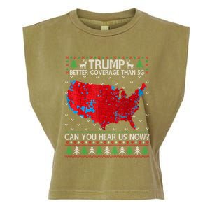 Trump Better Coverage Than 5g Ugly Christmas Sweater Xmas Garment-Dyed Women's Muscle Tee