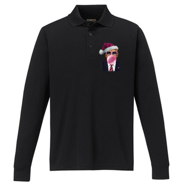 Trump Blowing Christmas Trump Performance Long Sleeve Polo