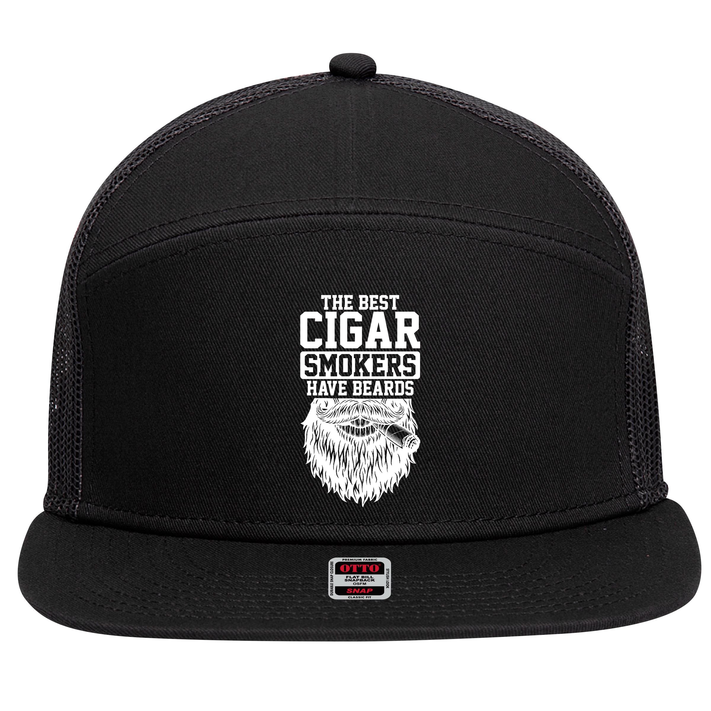 The Best Cigar Smokers Have Beards Cigar Smoker 7 Panel Mesh Trucker Snapback Hat
