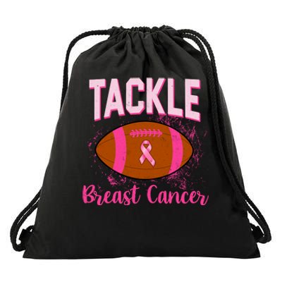 Tackle Breast Cancer Awareness Football Drawstring Bag