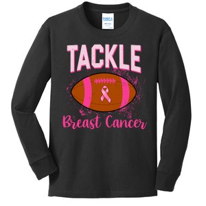 Tackle Breast Cancer Awareness Football Kids Long Sleeve Shirt