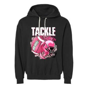 Tackle Breast Cancer Awareness Pink Ribbon Football Boy Garment-Dyed Fleece Hoodie