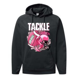 Tackle Breast Cancer Awareness Pink Ribbon Football Boy Performance Fleece Hoodie