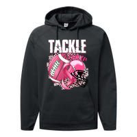 Tackle Breast Cancer Awareness Pink Ribbon Football Boy Performance Fleece Hoodie