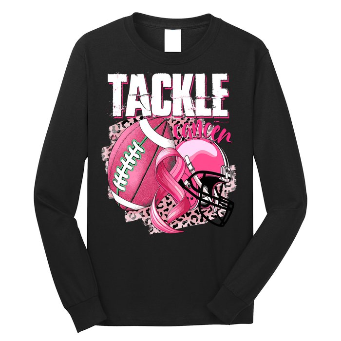 Tackle Breast Cancer Awareness Pink Ribbon Football Boy Long Sleeve Shirt