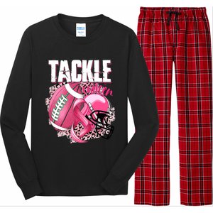 Tackle Breast Cancer Awareness Pink Ribbon Football Boy Long Sleeve Pajama Set