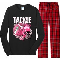 Tackle Breast Cancer Awareness Pink Ribbon Football Boy Long Sleeve Pajama Set