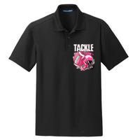 Tackle Breast Cancer Awareness Pink Ribbon Football Boy Dry Zone Grid Polo