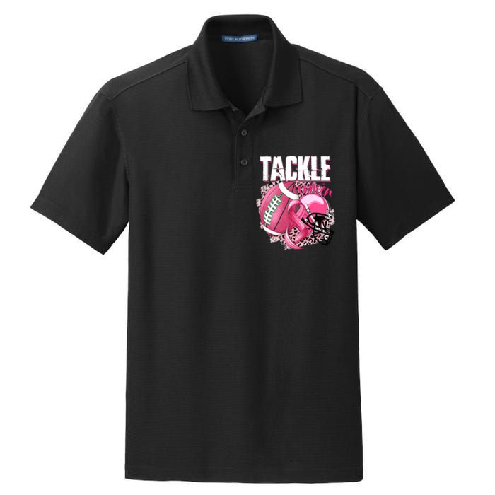 Tackle Breast Cancer Awareness Pink Ribbon Football Boy Dry Zone Grid Polo