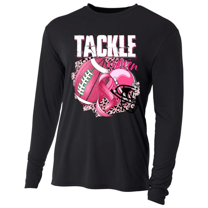 Tackle Breast Cancer Awareness Pink Ribbon Football Boy Cooling Performance Long Sleeve Crew