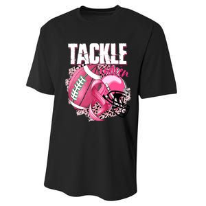 Tackle Breast Cancer Awareness Pink Ribbon Football Boy Performance Sprint T-Shirt