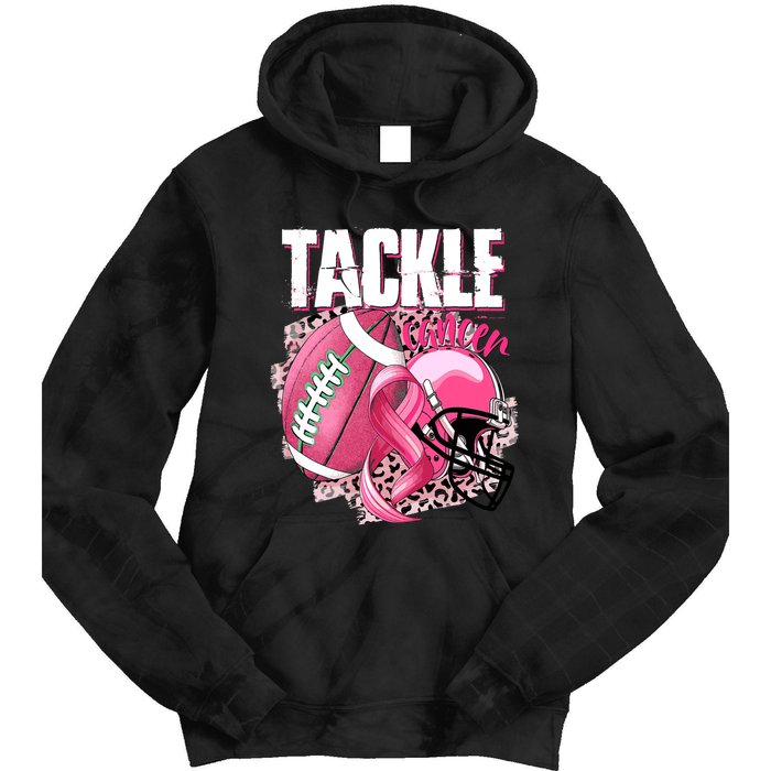 Tackle Breast Cancer Awareness Pink Ribbon Football Boy Tie Dye Hoodie