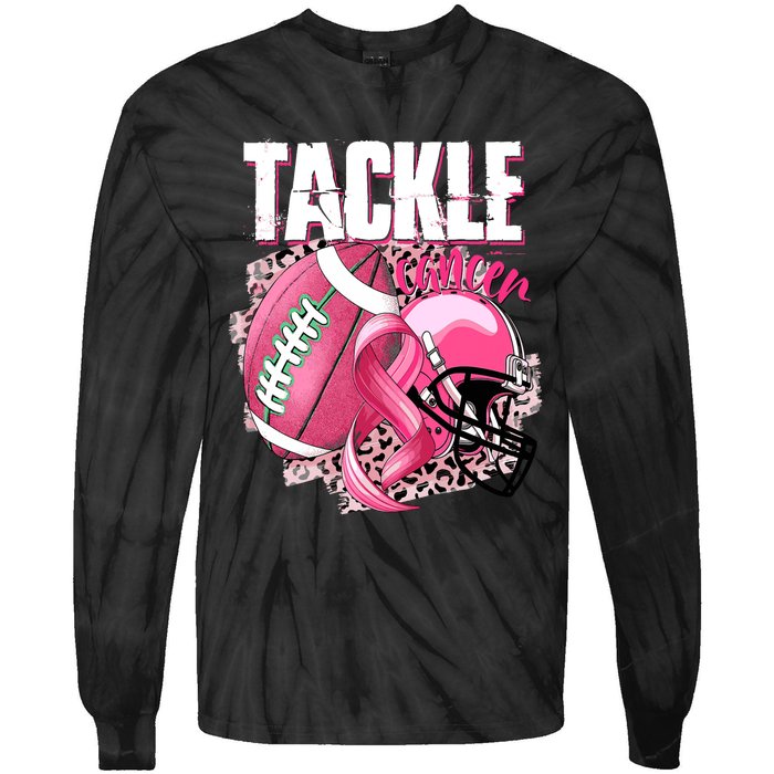 Tackle Breast Cancer Awareness Pink Ribbon Football Boy Tie-Dye Long Sleeve Shirt