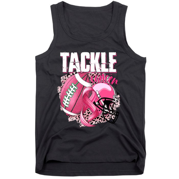 Tackle Breast Cancer Awareness Pink Ribbon Football Boy Tank Top