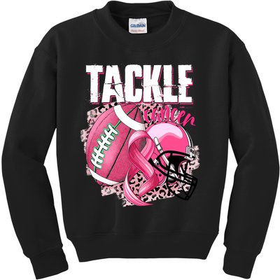 Tackle Breast Cancer Awareness Pink Ribbon Football Boy Kids Sweatshirt