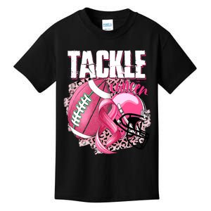 Tackle Breast Cancer Awareness Pink Ribbon Football Boy Kids T-Shirt